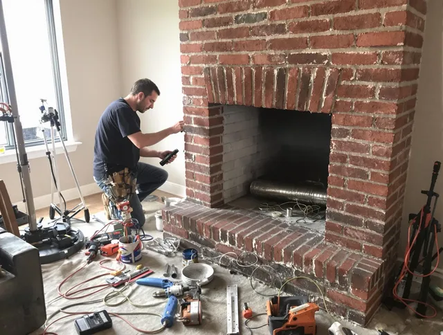 Sunrise Chimney Sweep specialist finalizing chimney liner service in Sunrise, FL