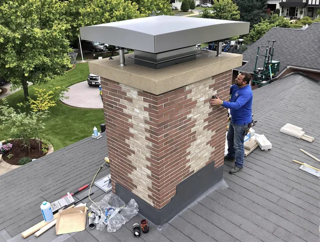 Sunrise Chimney Sweep team working on a custom chimney remodel in Sunrise, FL