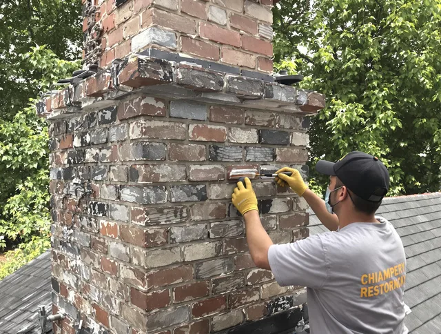 In-progress chimney restoration by Sunrise Chimney Sweep in Sunrise, FL
