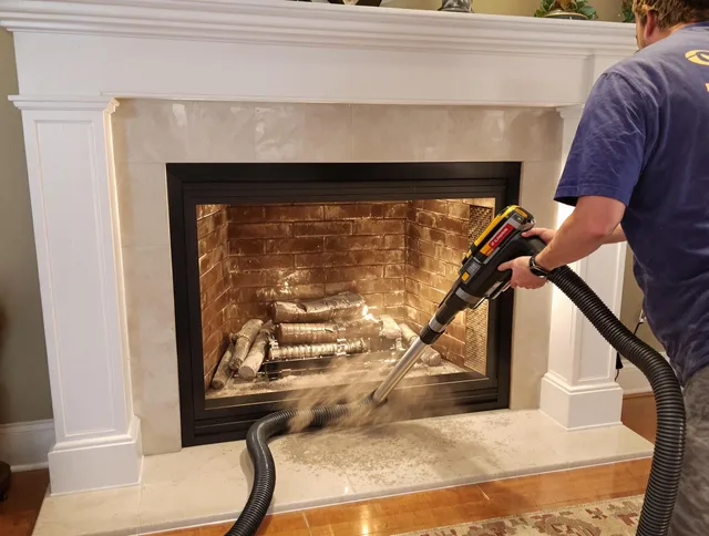 Fireplace cleaning performed by Sunrise Chimney Sweep in Sunrise, FL